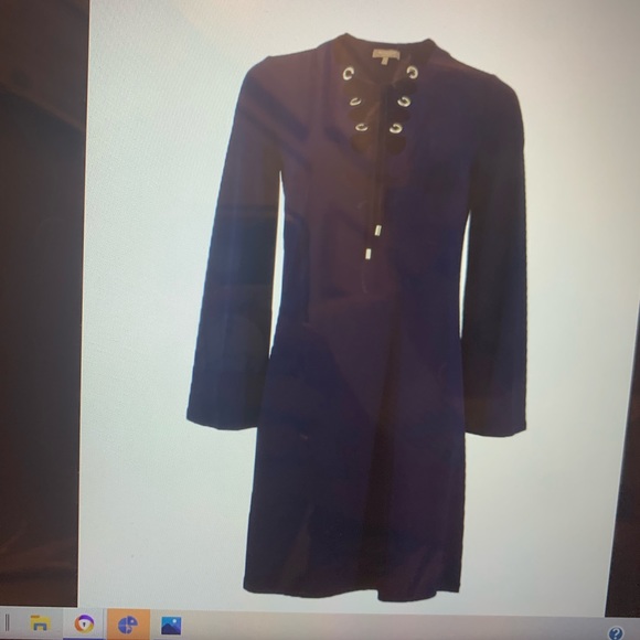 Calvin Klein Navy Dress Lace V-neck size small - Picture 3 of 11